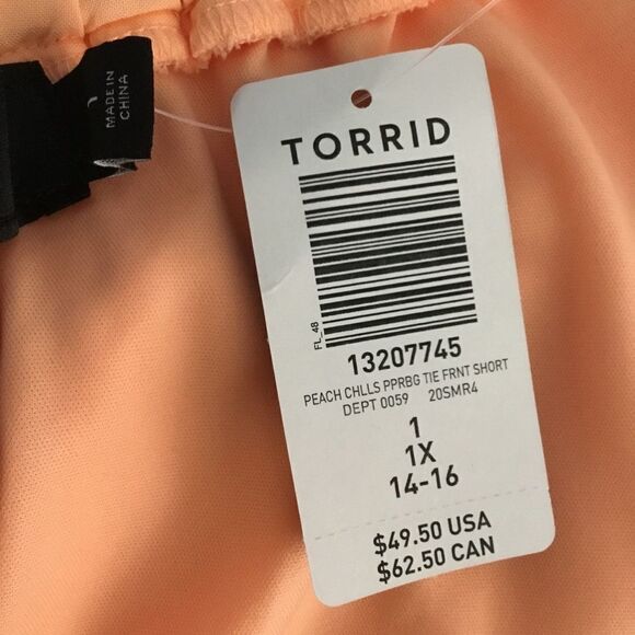 TORRID PULL ON SHORTS WOMEN'S SIZE 1 (1X). PEACH CHILLS LINED - Picture 7 of 11